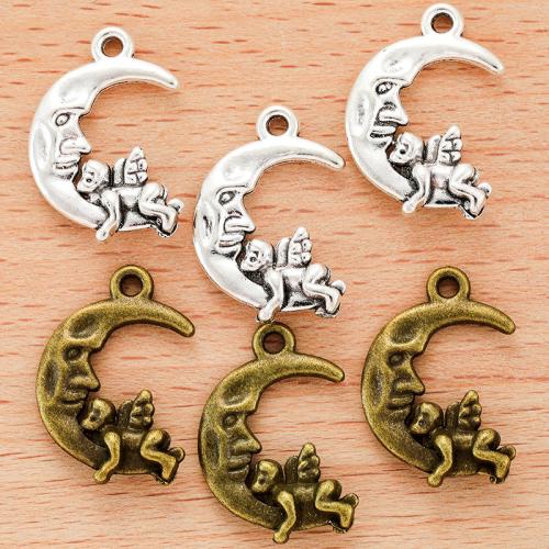 Tibetan Style Moon Pendants, plated, DIY, more colors for choice, 22x15mm, Sold By PC