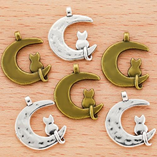 Tibetan Style Moon Pendants, plated, DIY, more colors for choice, 22x18mm, Sold By PC