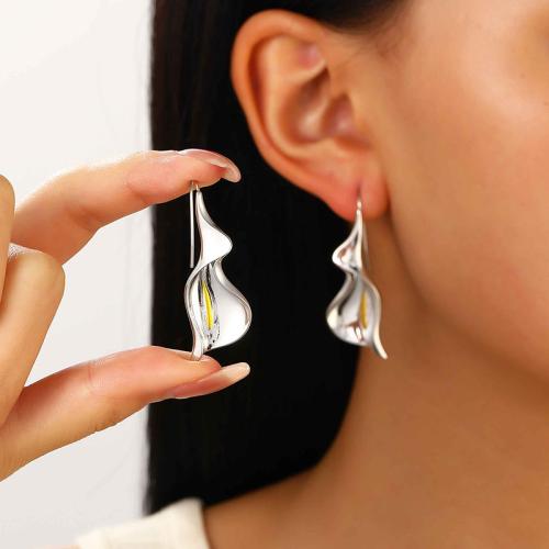 Brass Drop Earring, Calla Lily, plated, for woman, nickel, lead & cadmium free, Sold By Pair