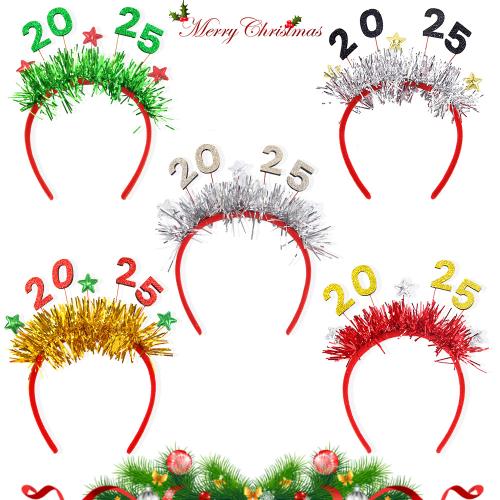 PET Hair Band, with Glitter & Plastic, Number, Christmas Design, more colors for choice, Sold By PC