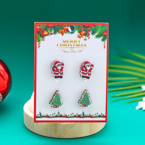 Boucles d'oreilles de Noël, bois, Conception de Noël & bijoux de mode & styles différents pour le choix & pour femme, plus de couleurs à choisir, Vendu par fixé