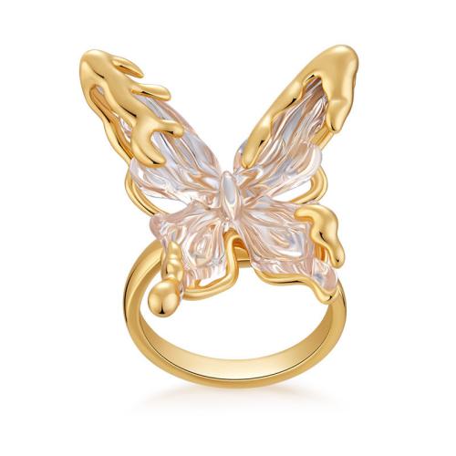 Brass Finger Ring, with Plastic, Butterfly, fashion jewelry & for woman, Sold By PC