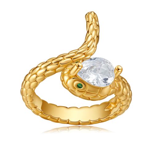 Cúbicos Circonia Micro Pave anillo de latón, metal, Serpiente, Joyería & micro arcilla de zirconia cúbica & para mujer, Vendido por UD