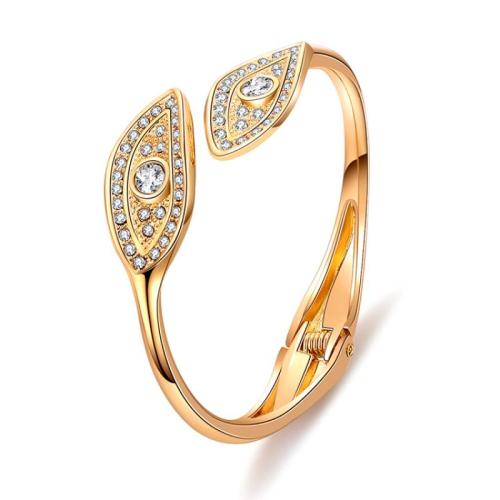 Tibetan Style Bangle, Leaf, fashion jewelry & for woman & with rhinestone, Diameter:60mm, Sold By PC