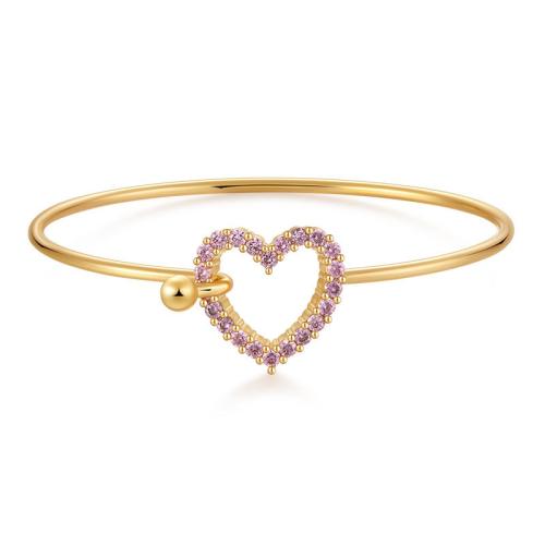 Cúbicos Circonia pulsera Latón Micro pavimenta, metal, Corazón, Joyería & micro arcilla de zirconia cúbica & para mujer, Vendido por UD