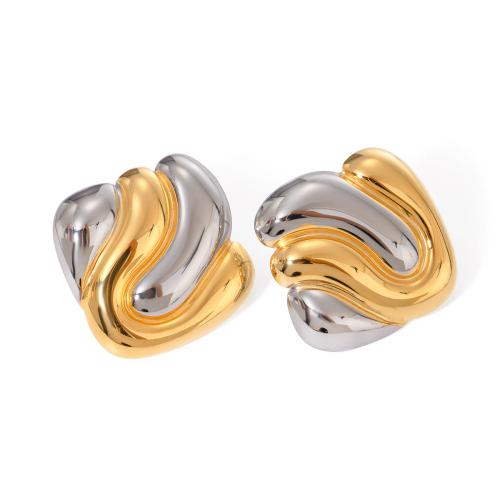 Stainless Steel Stud Earrings 304 Stainless Steel Vacuum Ion Plating fashion jewelry & for woman Sold By Pair