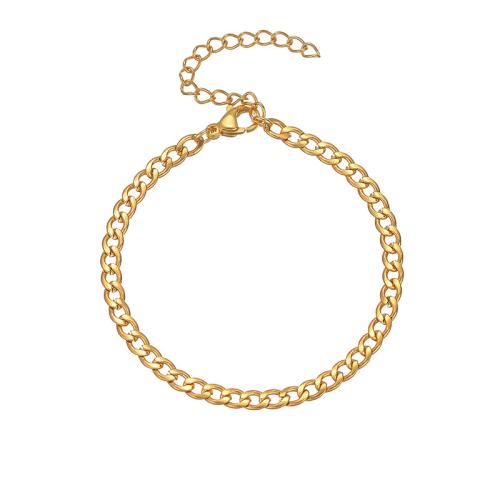 Bijoux bracelet en acier inoxydable, Acier inoxydable 304, avec 5cm chaînes de rallonge, bijoux de mode & unisexe, doré, Longueur:Environ 15.5 cm, Vendu par PC