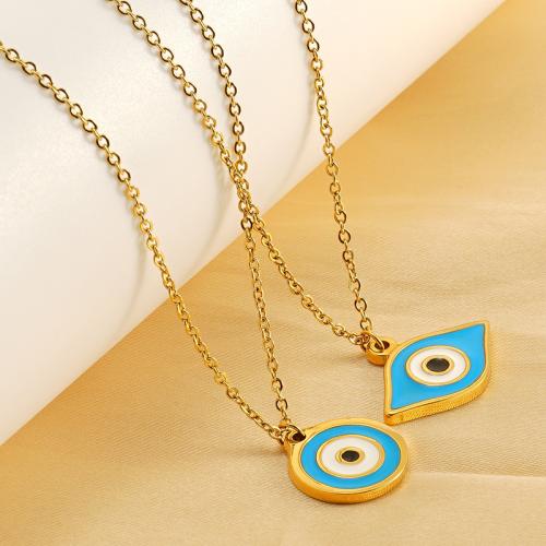 Evil Eye Jewelry Necklace 304 Stainless Steel & for woman & enamel Length Approx 45 cm Sold By PC