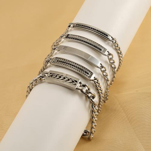 Stainless Steel Jewelry Bracelet 304 Stainless Steel Unisex & with rhinestone original color Sold By PC