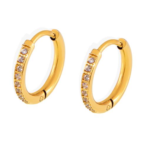 Titanium Steel  Earring fashion jewelry & micro pave cubic zirconia & for woman Sold By Pair