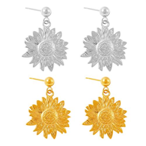 Titanium Steel  Earring, Sunflower, fashion jewelry & for woman, more colors for choice, 31x22mm, Sold By Pair