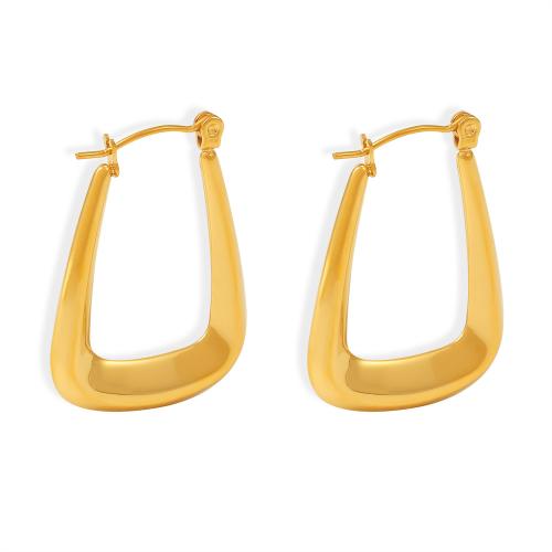 Titanium Steel  Earring, 18K gold plated, fashion jewelry & for woman, golden, 31x22.50mm, Sold By Pair