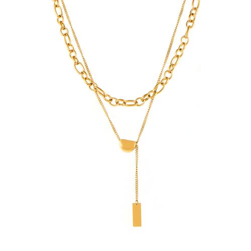 Collier de bijoux en acier inoxydable, Acier inoxydable 304, avec 8cm chaînes de rallonge, Double couche & bijoux de mode & pour femme, plus de couleurs à choisir, Longueur:Environ 35 cm, Vendu par PC