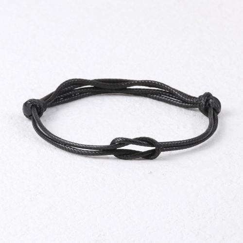 Fashion Create Wax Cord Bracelets, Double Layer & Adjustable & fashion jewelry & for man, black, Length:Approx 25 cm, Sold By PC