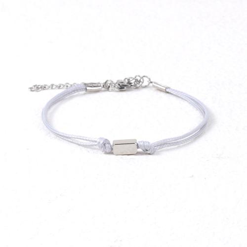 Mode créer Bracelets cordon de cire, corde de cire, avec Acier inoxydable 304, Double couche & bijoux de mode & pour homme, Longueur:Environ 19 cm, Vendu par PC