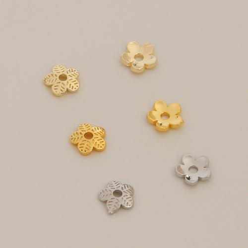 Messing Bead Cap, Flower, forgyldt, du kan DIY, flere farver til valg, 6mm, Hole:Ca. 1.3mm, 500pc'er/Bag, Solgt af Bag