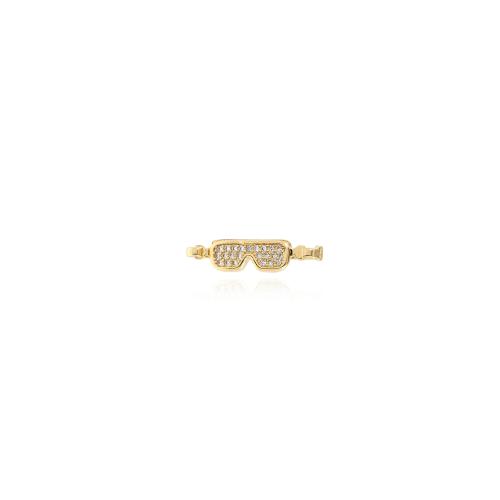 Brass Slide Charm, Glasses, gold color plated, DIY & micro pave cubic zirconia, nickel, lead & cadmium free, 25.50x6x6mm, Sold By PC