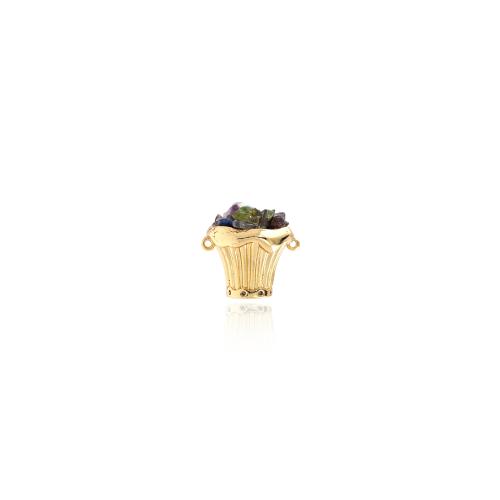 Brass Jewelry Connector, Bouquet, gold color plated, DIY & 1/1 loop, nickel, lead & cadmium free, 20.50x20x18mm, Sold By PC