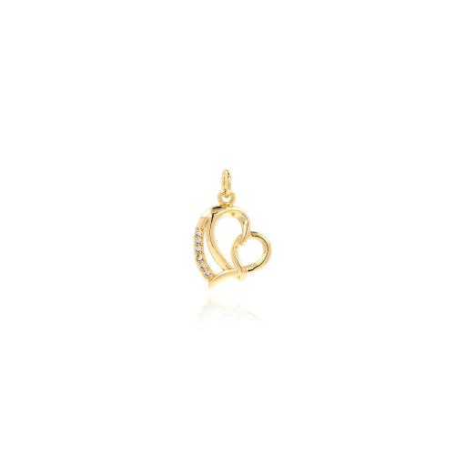 Cubic Zirconia Micro Pave Brass Pendant, Heart, gold color plated, DIY & micro pave cubic zirconia, nickel, lead & cadmium free, 20x13.50x3.50mm, Sold By PC