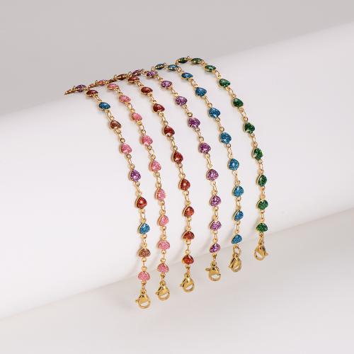 Bijoux bracelet en acier inoxydable, Acier inoxydable 304, avec 5cm chaînes de rallonge, coeur, bijoux de mode & pour femme & émail, plus de couleurs à choisir, Longueur:18 cm, Vendu par PC