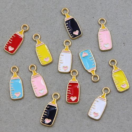 Tibetan Style Enamel Pendants, feeding bottle, gold color plated, DIY, more colors for choice, nickel, lead & cadmium free, 18x7x2mm, 100PCs/Bag, Sold By Bag