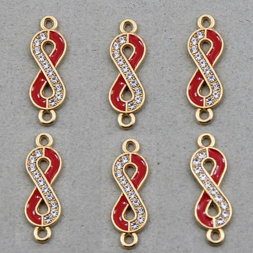 Infinity Tibetan Style Connector, gold color plated, DIY & enamel & with rhinestone & 1/1 loop, more colors for choice, nickel, lead & cadmium free, 21x26x9.50mm, 100PCs/Bag, Sold By Bag