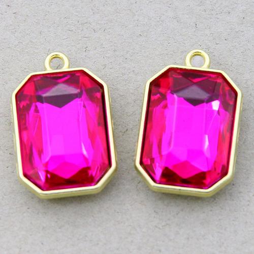 Tibetan Style Pendants, with Glass, Rectangle, gold color plated, DIY, more colors for choice, nickel, lead & cadmium free, 100PCs/Bag, Sold By Bag