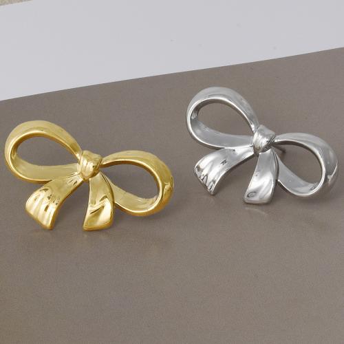 Stainless Steel Stud Earrings 304 Stainless Steel Bowknot plated for woman Sold By Pair