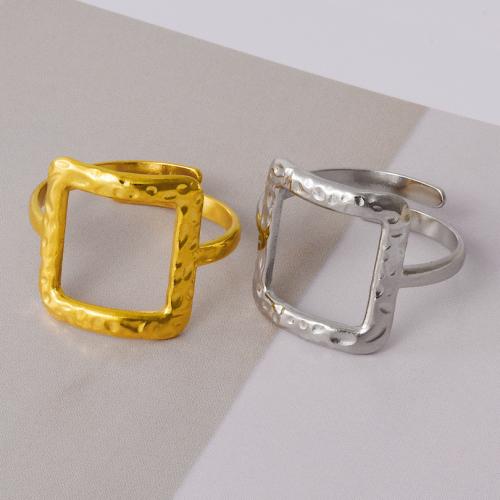 Stainless Steel Finger Ring, 304 Stainless Steel, Square, plated, for woman, more colors for choice, Sold By PC