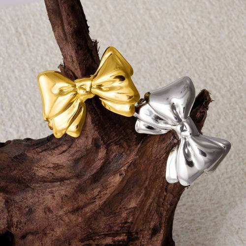 Stainless Steel Finger Ring, 304 Stainless Steel, Bowknot, plated, for woman, more colors for choice, Sold By PC