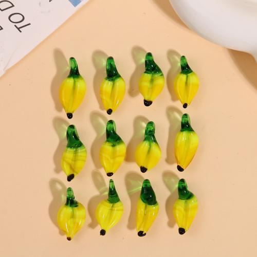 Fashion Lampwork Hangers, Banaan, DIY, geel, 22x10mm, Verkocht door PC