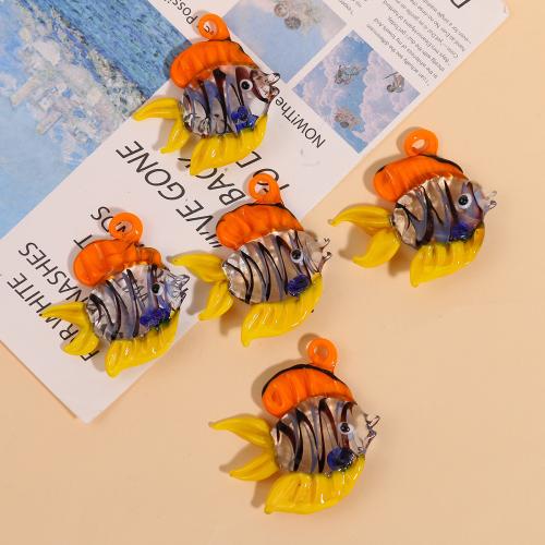 Fashion Lampwork Pendants, Fish, DIY, mixed colors, 43x43mm, Sold By PC