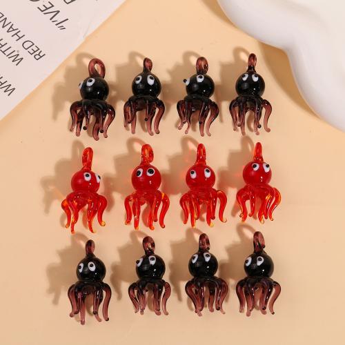 Fashion Lampwork Pendants, Octopus, DIY, more colors for choice, 35x18mm, Sold By PC