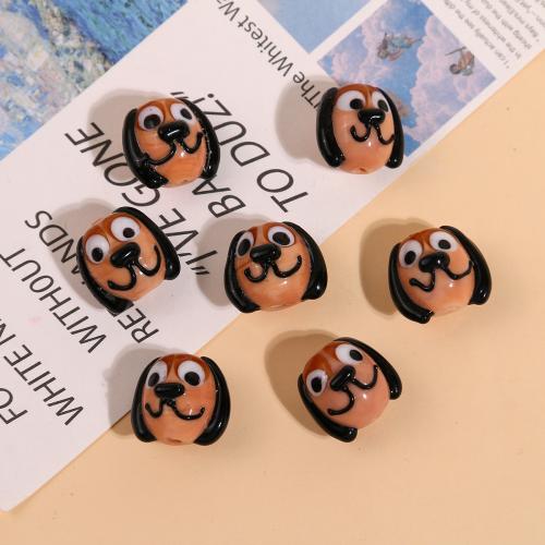 Tier Lampwork Perlen, Hund, DIY, braun, 18x17mm, verkauft von PC