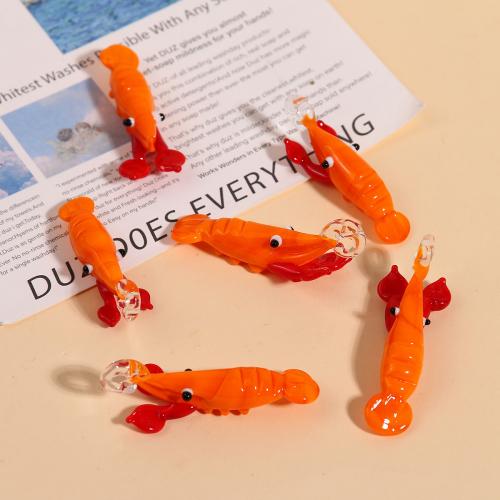 Fashion Lampwork Pendants, Lobster, DIY, orange, 45x16mm, Sold By PC