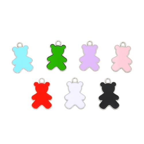 Pingentes de esmalte de liga de zinco, Urso, cromado de cor prateada, DIY, Mais cores pare escolha, níquel, chumbo e cádmio livre, 20.80x13.20x1mm, 300PCs/Bag, vendido por Bag