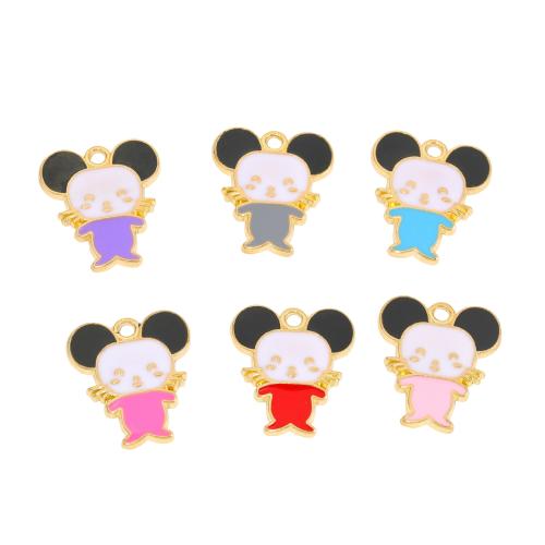 Zinc Alloy Enamel Pendants Mouse silver color plated DIY nickel lead & cadmium free Sold By Bag