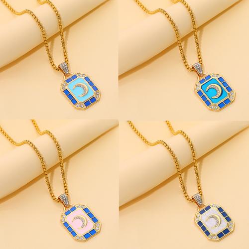 Stainless Steel Pendants 304 Stainless Steel gold color plated DIY & enamel & with rhinestone Sold By Bag