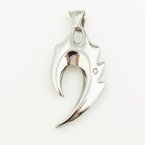 Stainless Steel Pendants, 304 Stainless Steel, DIY & with rhinestone, original color, 43x23mm, Hole:Approx 3mm, Sold By PC