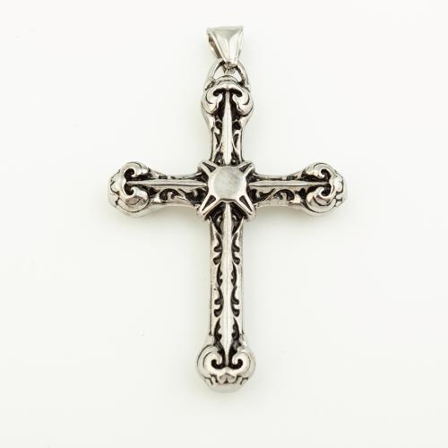 Rostfritt stål Cross Hängen, 304 rostfritt stål, DIY, ursprungliga färgen, 63x42mm, Hål:Ca 3mm, Säljs av PC