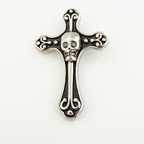 Rostfritt stål Cross Hängen, 304 rostfritt stål, DIY, ursprungliga färgen, 50x33mm, Hål:Ca 4mm, Säljs av PC