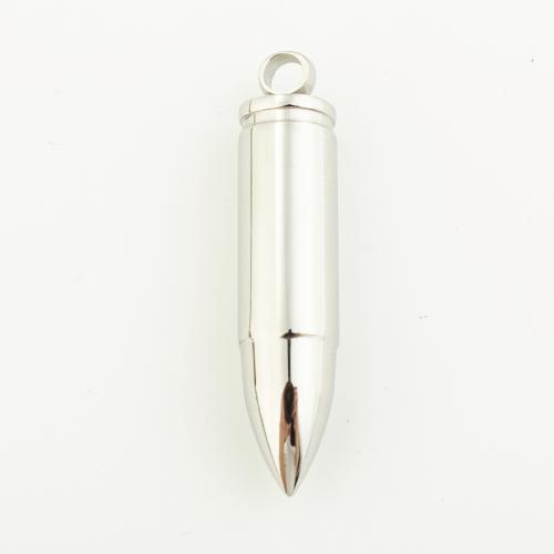 Stainless Steel Pendants, 304 Stainless Steel, Bullet, DIY, original color, 45x10mm, Hole:Approx 4mm, Sold By PC