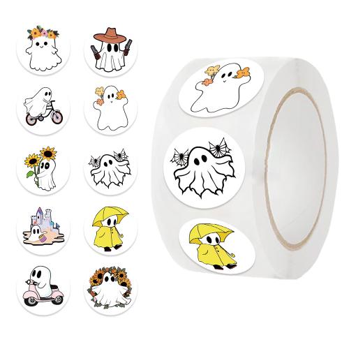 Sticker Paper, printing, Halloween Design & mixed pattern & DIY, 500PCs/Spool, Sold By Spool