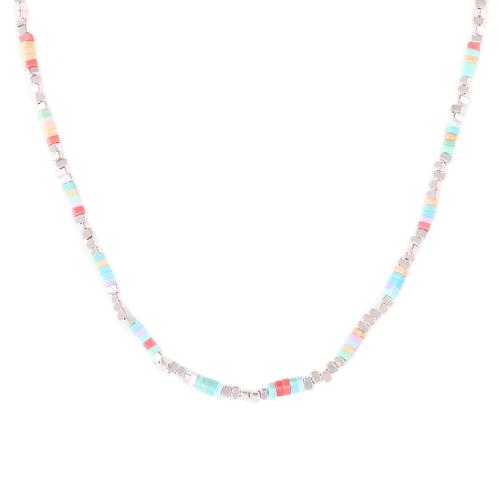 Stainless Steel Jewelry Necklace, 304 Stainless Steel, with Natural Stone, with 5cm extender chain, fashion jewelry & for woman, multi-colored, Length:Approx 39 cm, Sold By PC