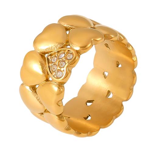 Anillo de dedo acero inoxidable del Rhinestone, acero inoxidable 304, diverso tamaño para la opción & para mujer & con diamantes de imitación, más colores para la opción, Vendido por UD