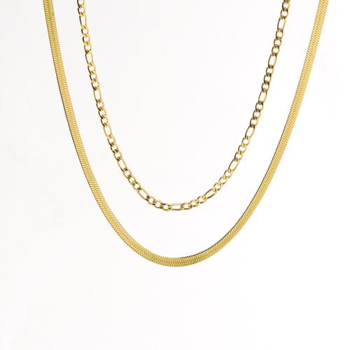 Stainless Steel Jewelry Necklace, 304 Stainless Steel, Double Layer & fashion jewelry & for woman, gold, Sold By PC