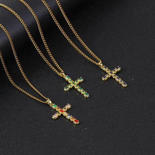 Collier d'acier titane, avec zircon cubique & laiton, Placage, bijoux de mode & styles différents pour le choix & pour femme, plus de couleurs à choisir, Vendu par PC