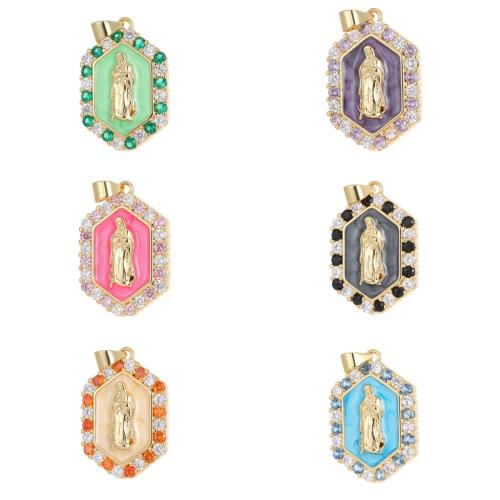 Cubic Zirconia Micro Pave Brass Pendant, plated, DIY & micro pave cubic zirconia & enamel, more colors for choice, Sold By PC