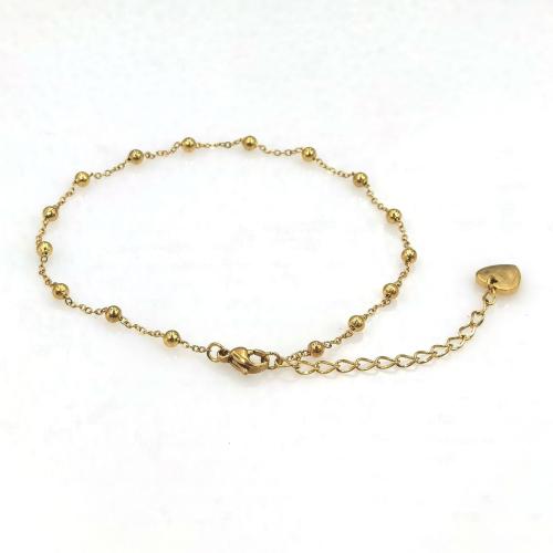 Anklet i rostfritt stål, 304 rostfritt stål, med 3CM extender kedja, plated, för kvinna, guld, Längd Ca 18 cm, Säljs av PC