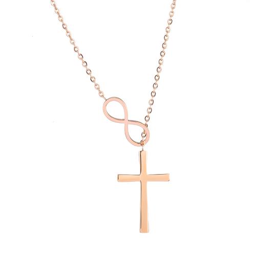 Titanium Steel Necklace Cross plated for woman Length Approx 21-50 cm Sold By PC